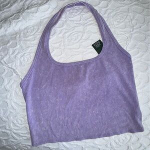 NWT Wild Fable Purple Ribbed Halter Crop Top